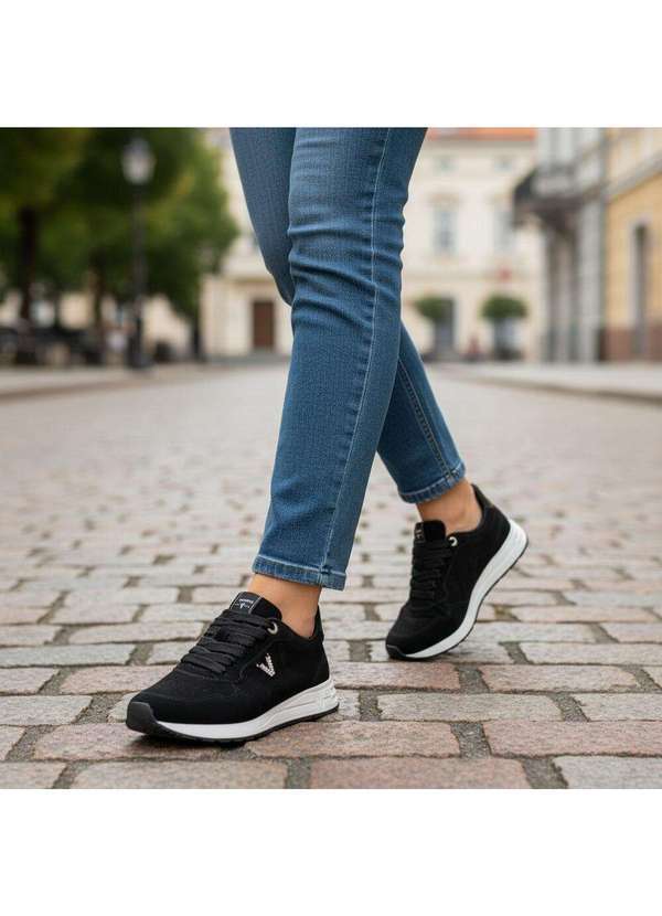 Via Marte - Tênis Feminino Casual Via Marte 286001 Preto/Nobuck 2