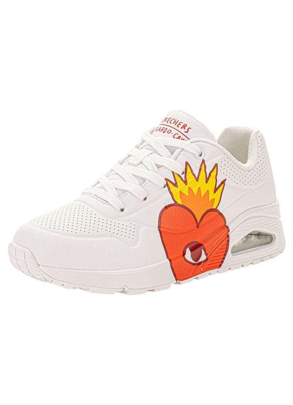 Skechers - Tênis Feminino Ricardo Cavolo: Uno Flaming Heart Skechers - Branco/Vermelho