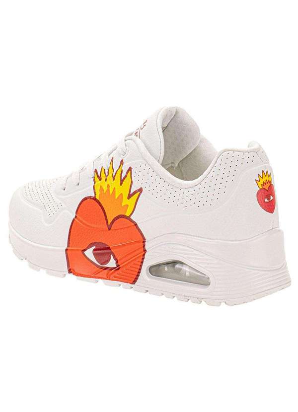 Skechers - Tênis Feminino Ricardo Cavolo: Uno Flaming Heart Skechers - Branco/Vermelho 3