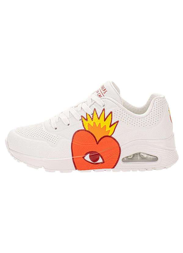 Skechers - Tênis Feminino Ricardo Cavolo: Uno Flaming Heart Skechers - Branco/Vermelho 5