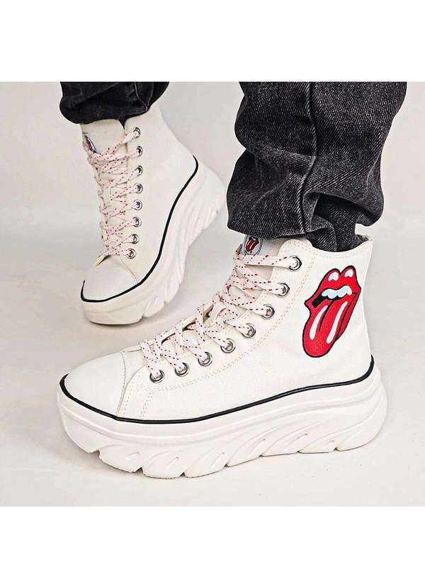 Skechers - Tênis Feminino Rolling Stones Funky Street Sing It Loud - Branco/Vermelho 2