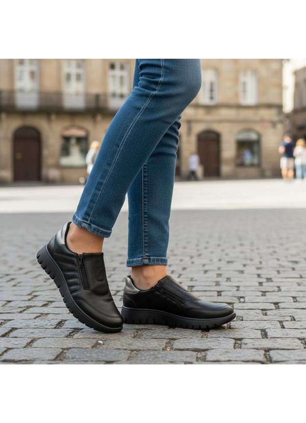 Piccadilly - Tênis Feminino Slip On Piccadilly 950047 Preto/Cinza 2