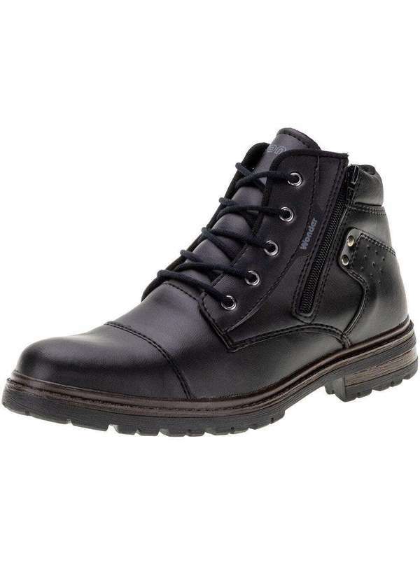 Wonder - Bota Masculina Coturno Garagem Confort Wonder - 3127 - Preto
