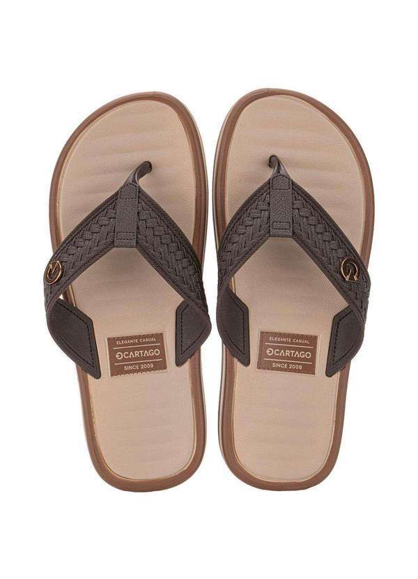 Cartago - Chinelo Masculino Coimbra Ii Cartago 12285 - Café/Bege
