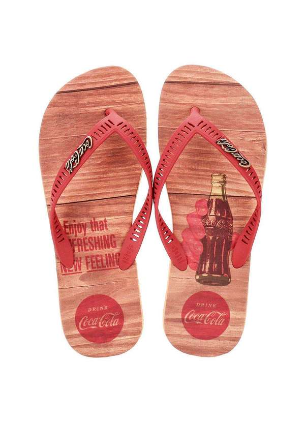 Coca Cola - Chinelo Masculino Crisp Taste Coca-Cola Cc3938 - Bege/Vermelho