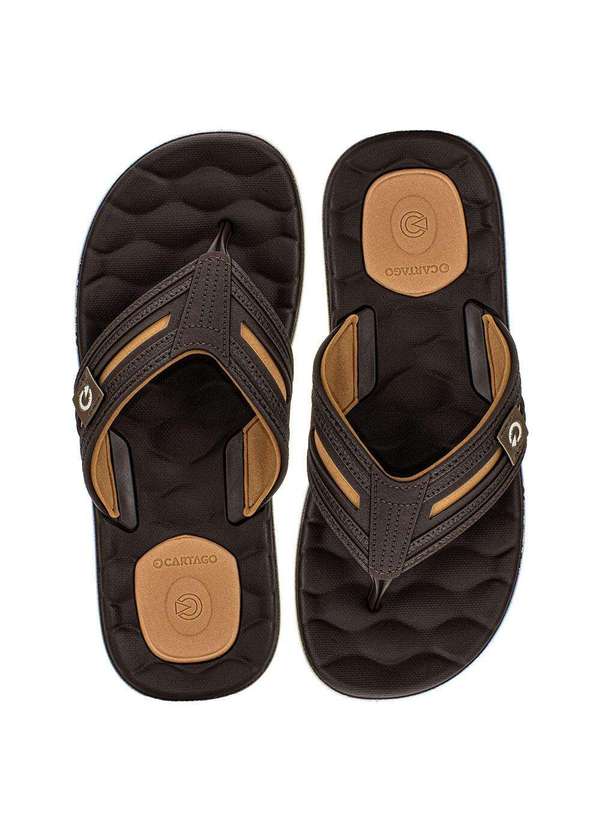 Cartago - Chinelo Masculino Egeu Iv Cartago 12530 - Café/Bege