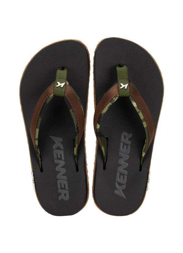 Kenner - Chinelo Masculino Kivah Army Kenner Emf Preto/Verde