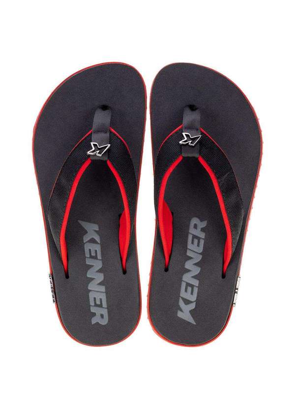 Kenner - Chinelo Masculino Kivah Cushy Kenner - Tkh - Preto/Vermelho 01