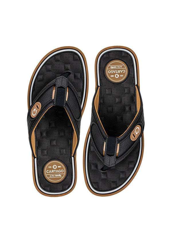 Cartago - Chinelo Masculino Lyon Iv Cartago 12531 - Preto/Bege