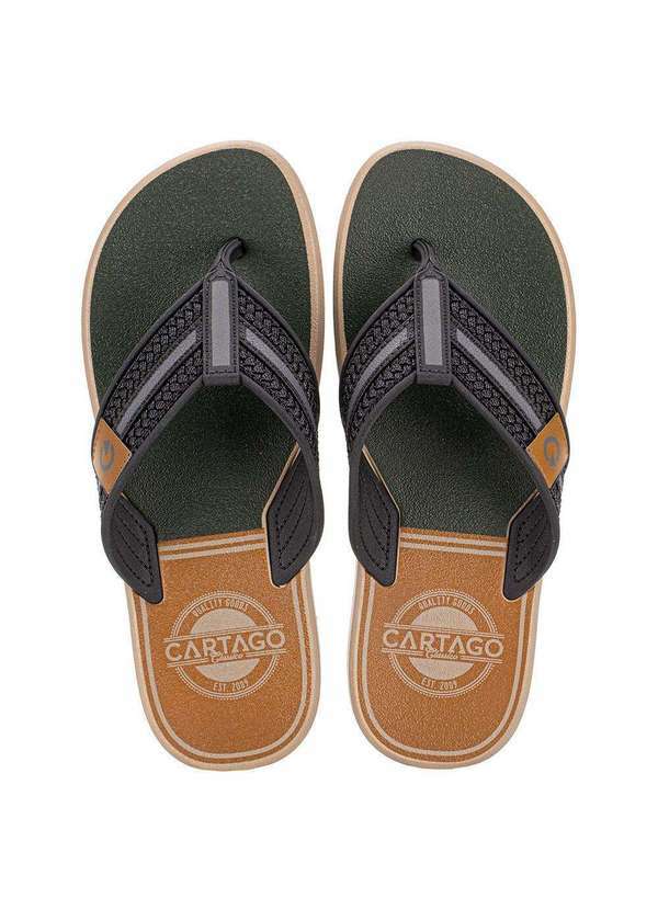 Cartago - Chinelo Masculino Palermo Cartago 12397 - Bege/Verde
