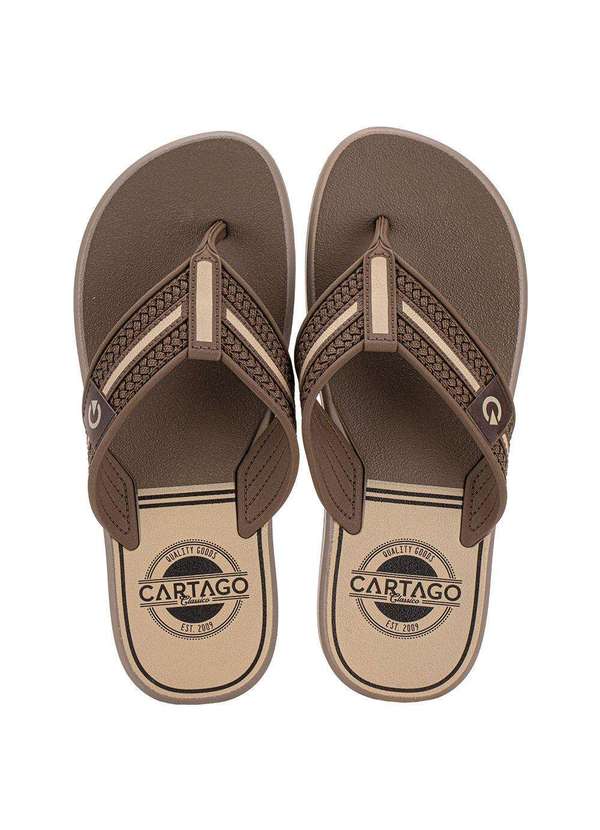 Cartago - Chinelo Masculino Palermo Cartago 12397 - Café/Bege