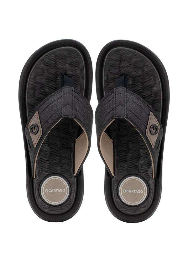 Cartago - Chinelo Masculino Santorini Viii Cartago 12536 Preto/Bege 1