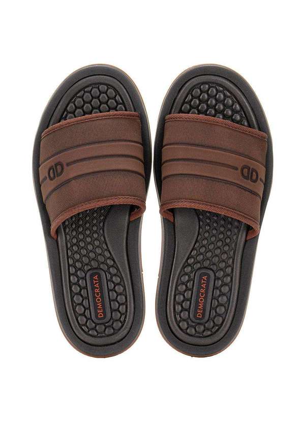 Democrata - Chinelo Masculino Slide Denim Groove Democrata 289102 - Café