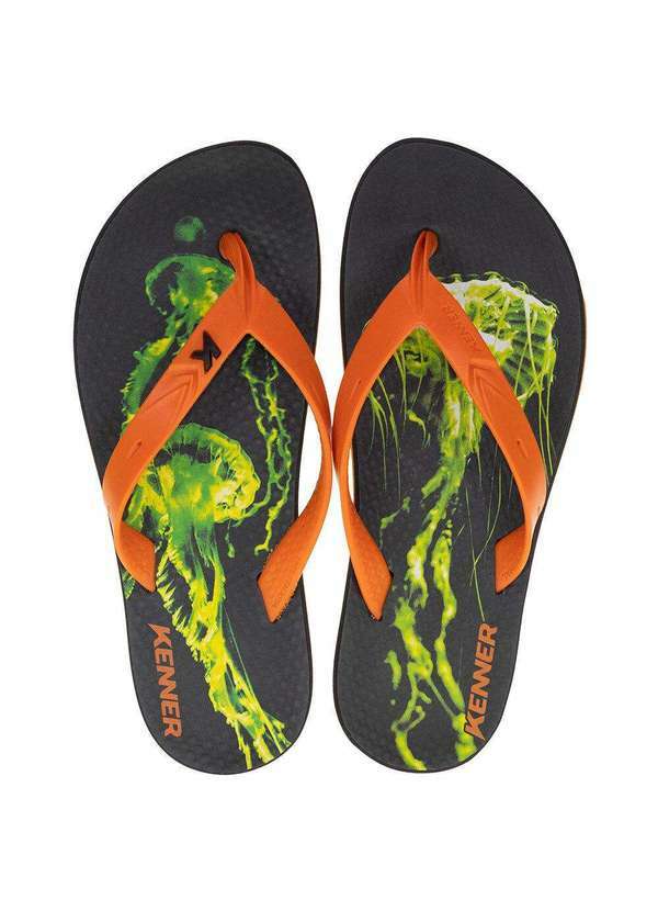 Kenner - Chinelo Masculino Summer Kenner - Dhq02 - Preto/Laranja
