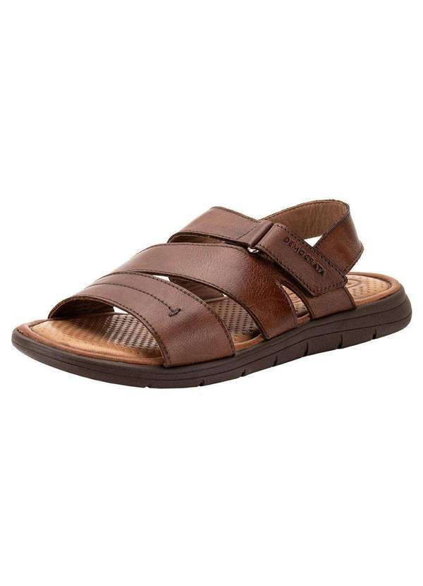Democrata - Sandália Masculina Denim Soul Democrata 015135 - Caramelo