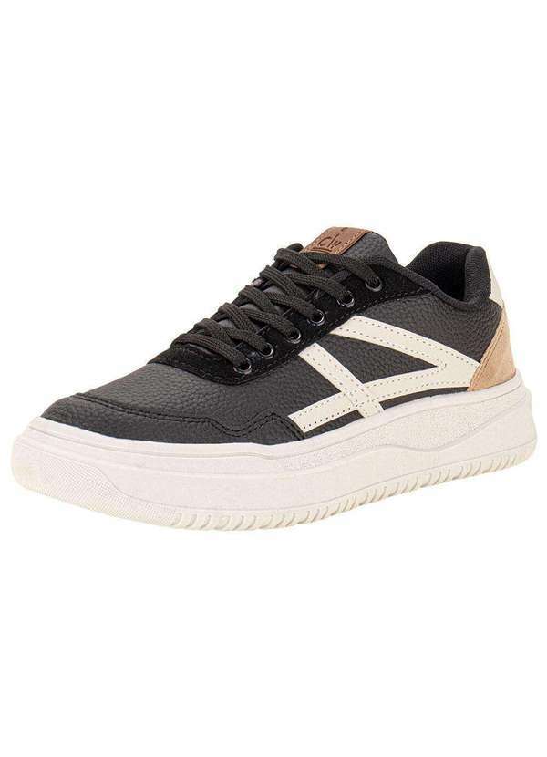 Confort Way - Sapatênis Masculino Confort Way 902403 - Preto/Bege