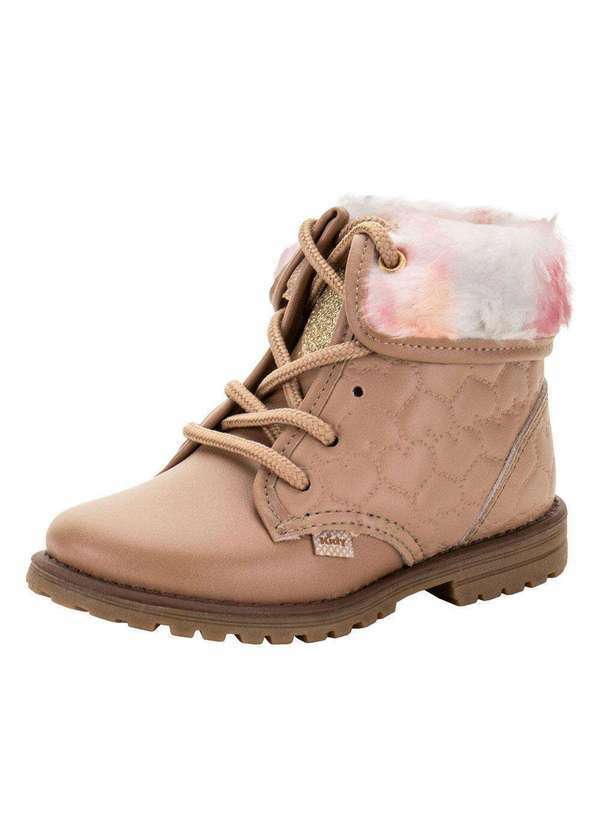 Kidy - Bota Infantil Coturno Fashion Kidy 0840086 - Bege/Rosa 1