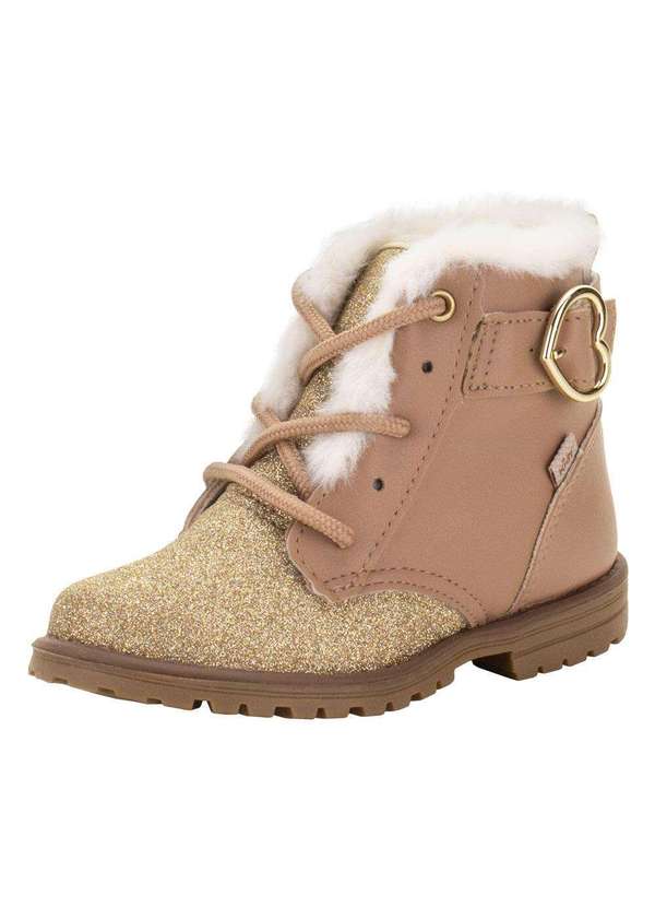 Bota Infantil Coturno Fashion Kidy 0840086 Bege/Ouro Clovis