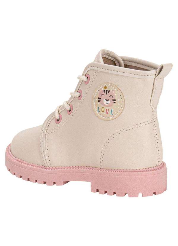 Molekinha - Bota Infantil Coturno Molekinha 2126525 - Bege/Rosa 3