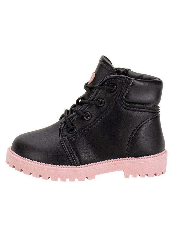 Molekinha - Bota Infantil Coturno Molekinha 2126528 - Preto/Rosa 2