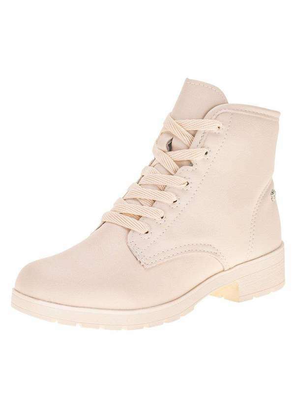 Pink Cats - Bota Infantil Coturno Pink Cats V4301 - Marfim