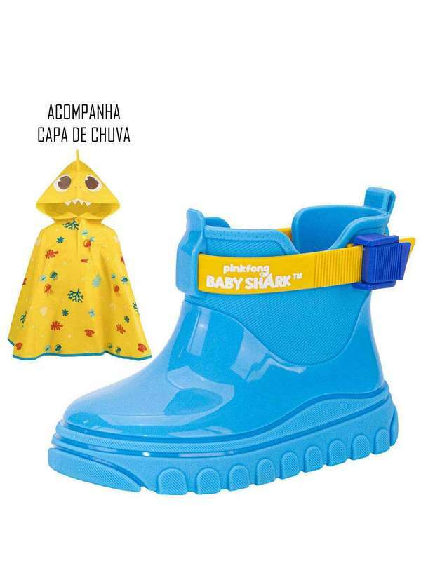 Grendene Kids - Kit Galocha Baby Shark e Capa de Chuva Grendene Kids 23068 - Azul