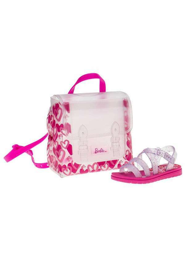 Grendene Kids - Kit Sandália Barbie Bag Sweet Grendene Kids - 22955 - Cinza/Rosa