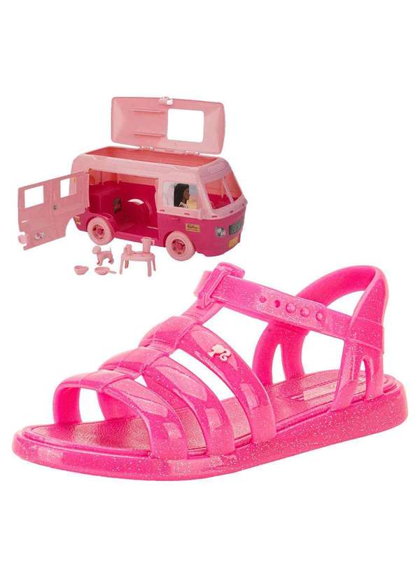 Grendene Kids - Kit Sandália Infantil Barbie Road Trip e Motorhome Grendene Pink 1