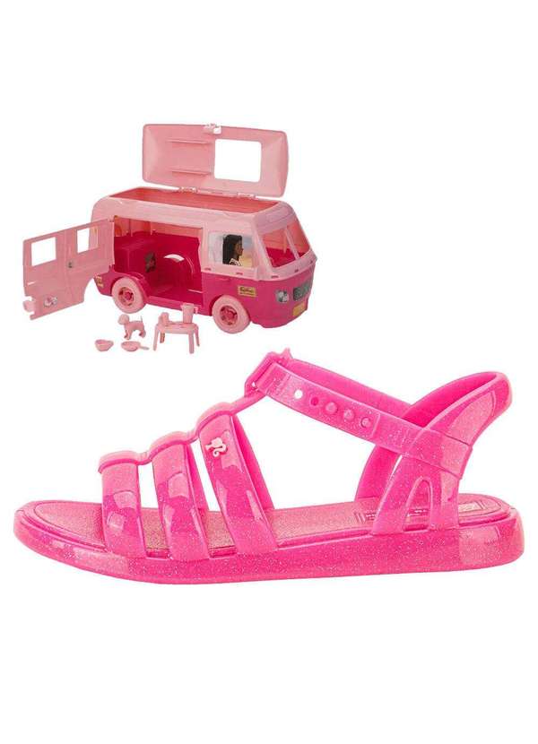 Grendene Kids - Kit Sandália Infantil Barbie Road Trip e Motorhome Grendene Pink 2