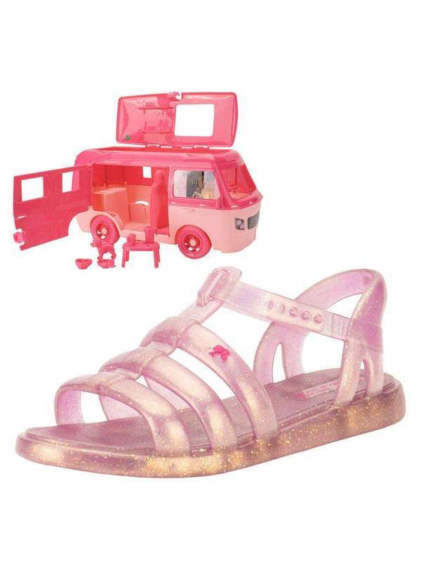 Grendene Kids - Kit Sandália Infantil Barbie Road Trip e Motorhome Grendene Rosa