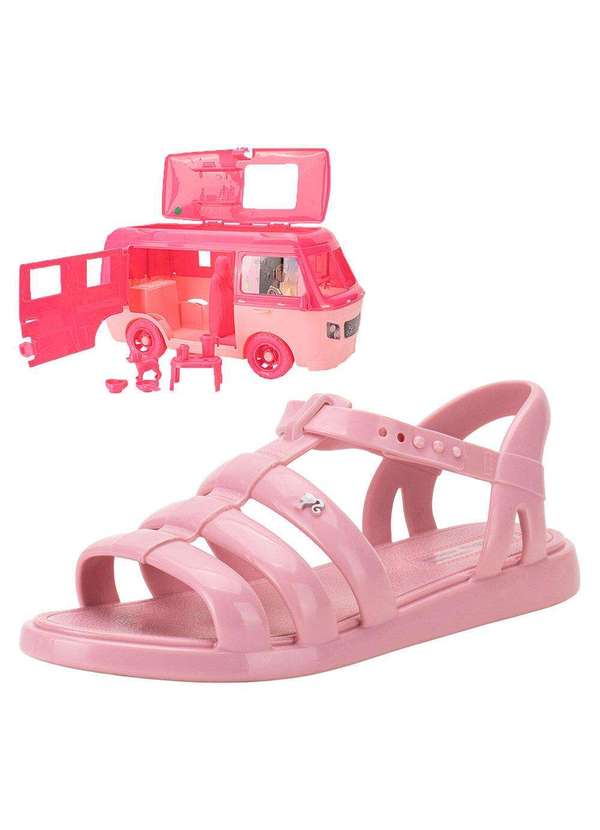 Grendene Kids - Kit Sandália Infantil Barbie Road Trip e Motorhome Grendene Rosa 01