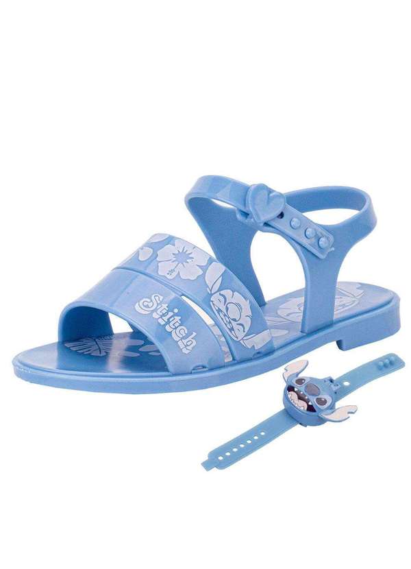 Grendene Kids - Kit Sandalia Infantil Disney e Relógio Stitch Time Grendene - Azul