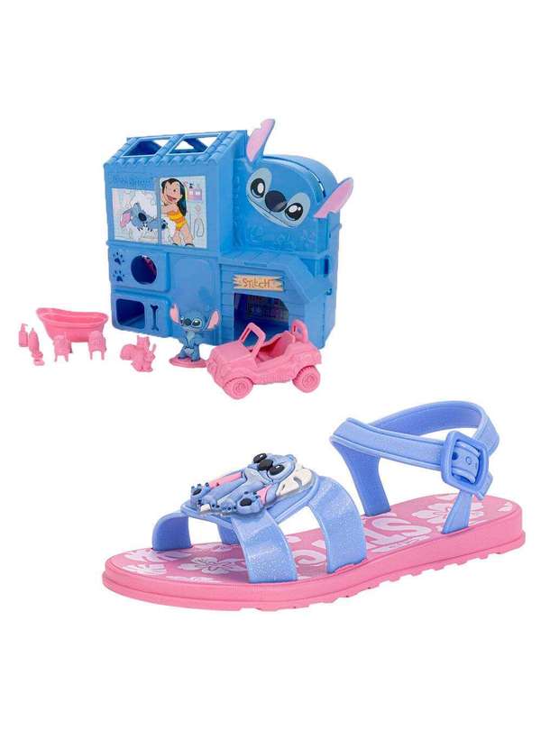 Grendene Kids - Kit Sandália Infantil Stitch  Pet Shop Disney Grendene Kids - Azul/Rosa