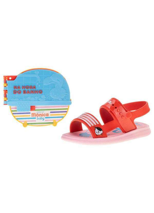Grendene Kids - Kit Sandália Turma da Monica Hora do Banho Livro Grendene - Vermelho