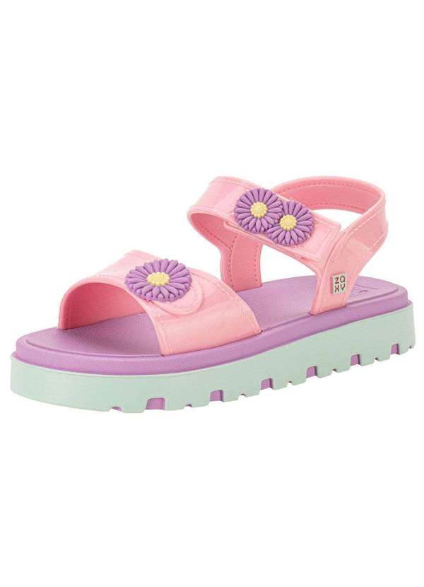 Zaxy - Sandália Infantil Flower Zaxynina 18997 - Rosa/Lilás