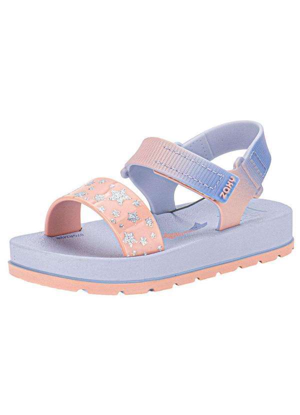 Zaxy - Sandália Infantil Moderninha Print Zaxynina 19060 - Azul/Laranja