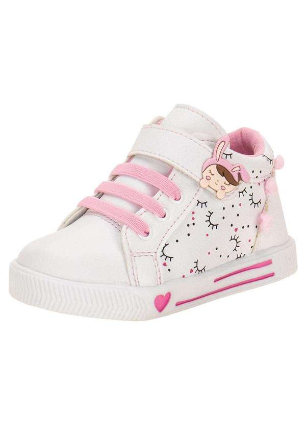 Linda Ju - Tênis Infantil Cano Alto Linda Jú 60221 - Branco/Rosa 1