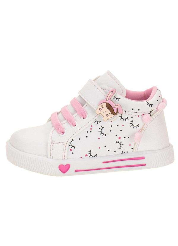 Linda Ju - Tênis Infantil Cano Alto Linda Jú 60221 - Branco/Rosa 2