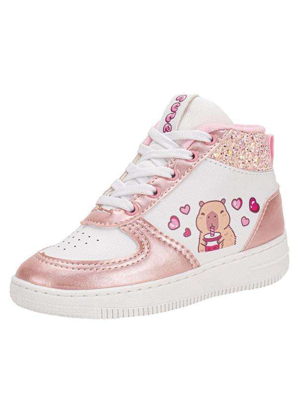 Minipé - Tênis Infantil Capivara Cano Alto Minipé Mp2536s - Branco/Rosa