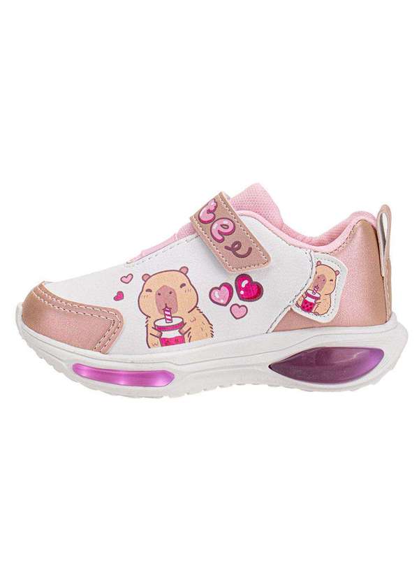 Minipé - Tênis Infantil Capivara Led Minipé Mp2530 - Branco/Rosa 2