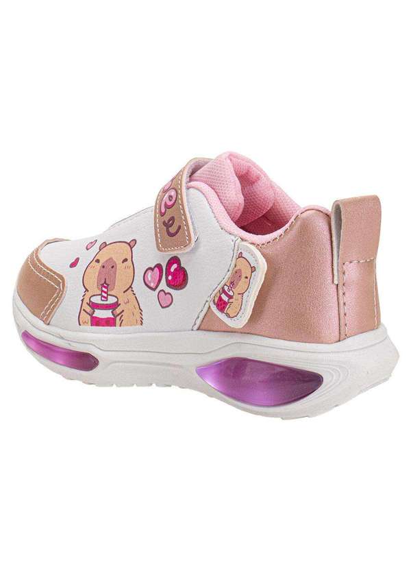 Minipé - Tênis Infantil Capivara Led Minipé Mp2530 - Branco/Rosa 3