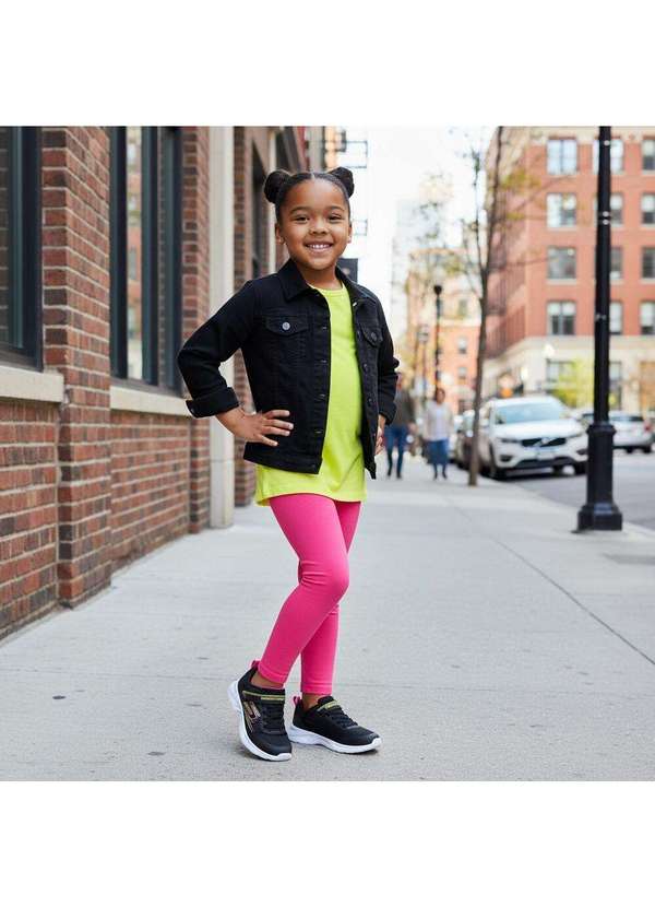 Skechers - Tênis Infantil Dynamatic Nonstop Speed Skechers 303577l Preto/Rosa 2