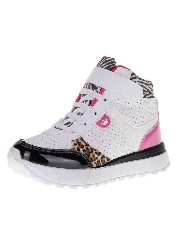 Jet Kids - Tênis Infantil Feminino Cano Alto Gloss Jet Kids - 550030 - Branco/Rosa