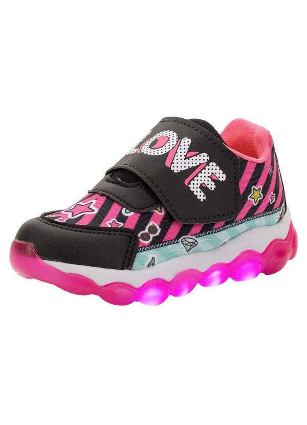 Minipé - Tênis Infantil Feminino Led Minipé - Mp2205 - Preto/Rosa