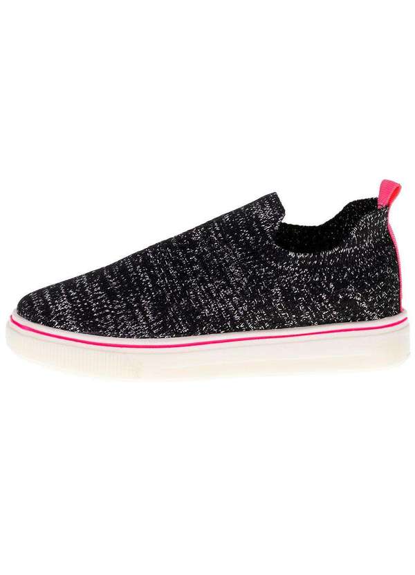 Minipé - Tênis Infantil Feminino Slip Minipé - Mp2313s - Preto/Rosa 2