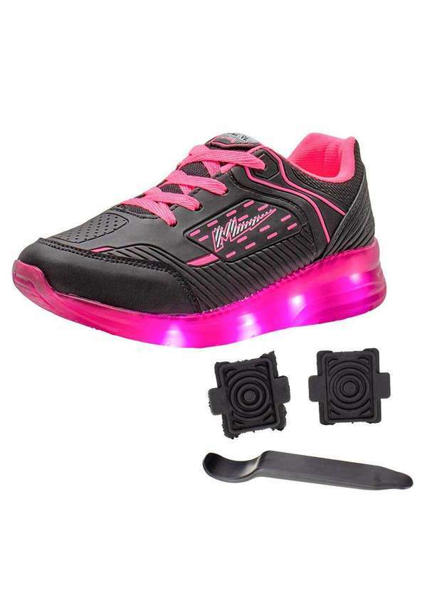 Minipé - Tênis Infantil Led com Rodinha Minipé - Mp1721r - Preto/Rosa