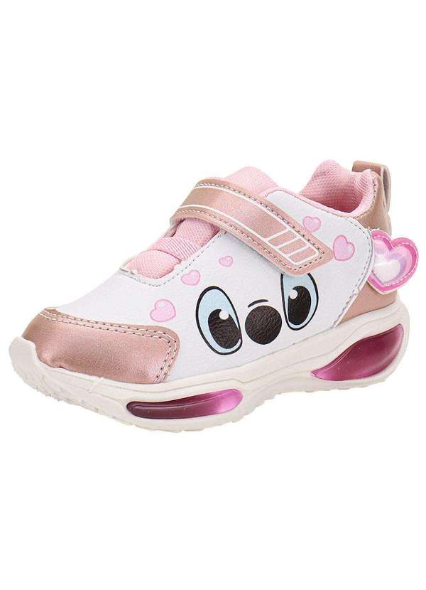 Minipé - Tênis Infantil Led Minipé Mp2516 Branco/Rosa 01