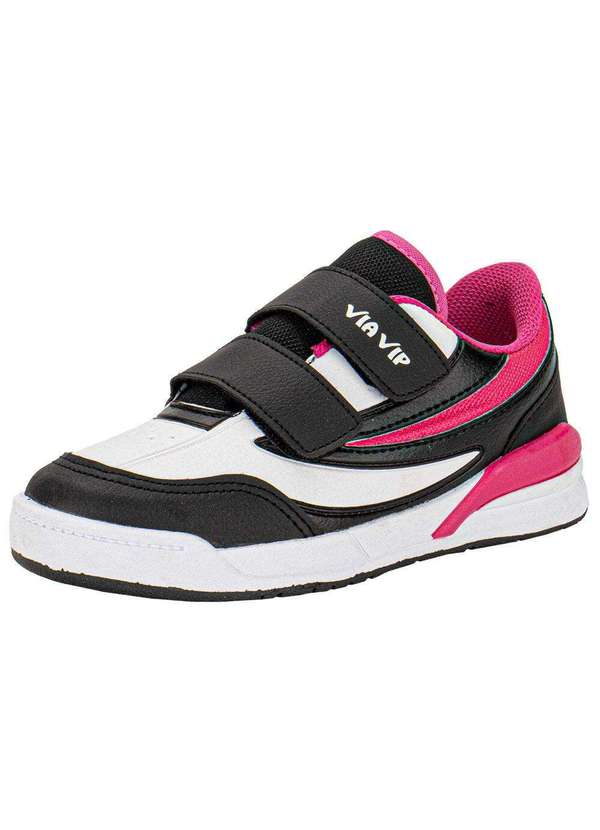 Via Vip - Tênis Infantil Via Vip Vv4018 - Preto/Rosa