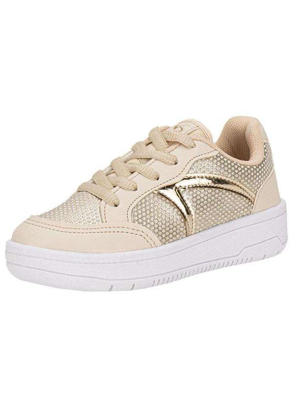 Via Vip - Tênis Infantil Via Vip Vv4520 - Bege/Dourado