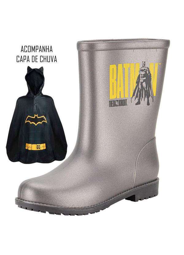 Grendene Kids - Kit Galocha Infantil Batman Rain e Capa de Chuva Grendene Kids Cinza/Preto